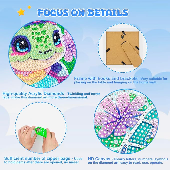 Diamond Art Kits - Crafts for Girls - Diamond Art Painting with Wooden Frame - Arts and Crafts - GEM Art Supplies Dots for Adult Beginners Home Wall Decor Gifts