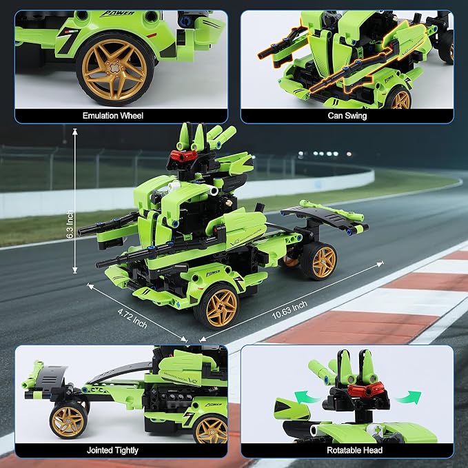 IQKidz STEM Building Blocks Kit for Kids - 2 in 1 Remote Control Race Car and Robot Toy, Great Gift for Boys, Teens Age 6 7 8-12+ Year Old Who Love Engineering and RC Sports Car Toys
