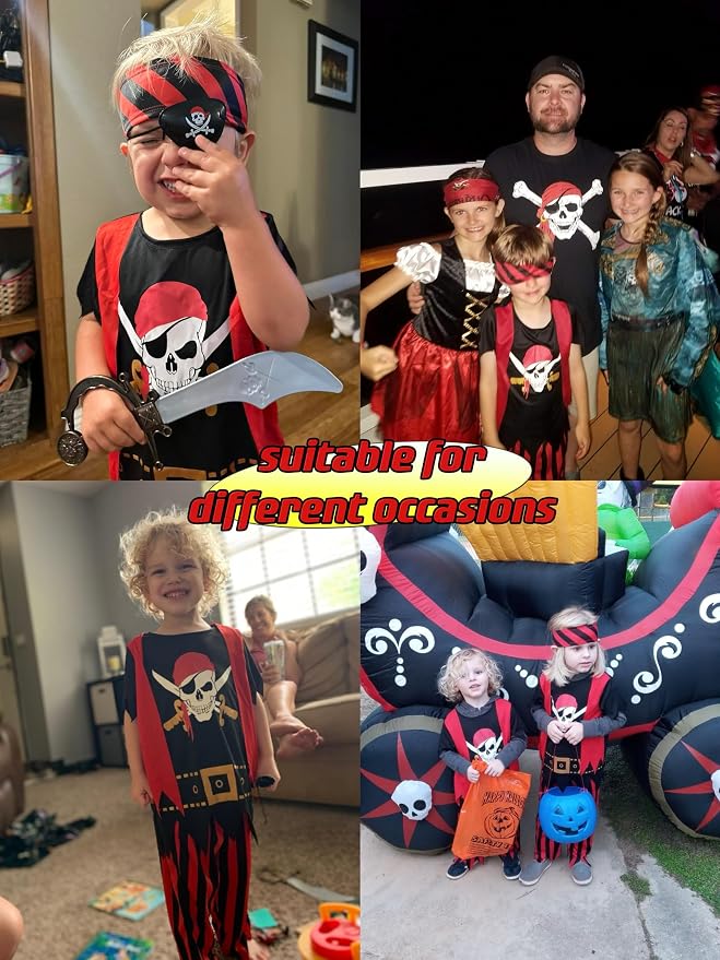 Lingway Toys Kids Pirate Costume,Boys Pirate Role Play Dress Up Set | Perfect for Halloween & School Pirate Day & Cruise Pirate Night Party