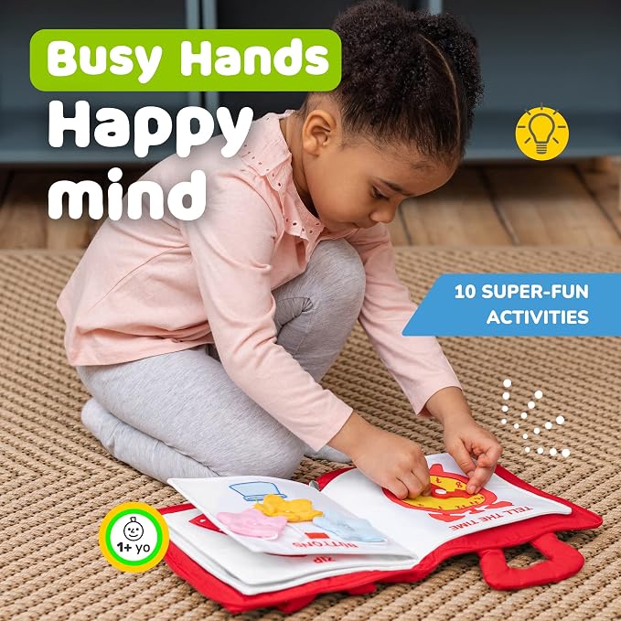 Toddler Travel Toys, Quiet Book for Toddlers 1-3, Plane and Car Toy | Baby Airplane Toys for Travel, Montessori Busy Book 1-3 Year Old with All Parts Attached, No Noise Gift