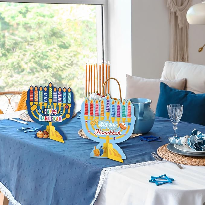 Cinrobiye 24 Set Hanukkah Crafts DIY Menorah Arts and Crafts Bulk Jewish Menorah 3D Scene Kit Gifts for Holiday Home School Activities Game Prizes Rewards Chanukah Party Favors Decoration Supplies