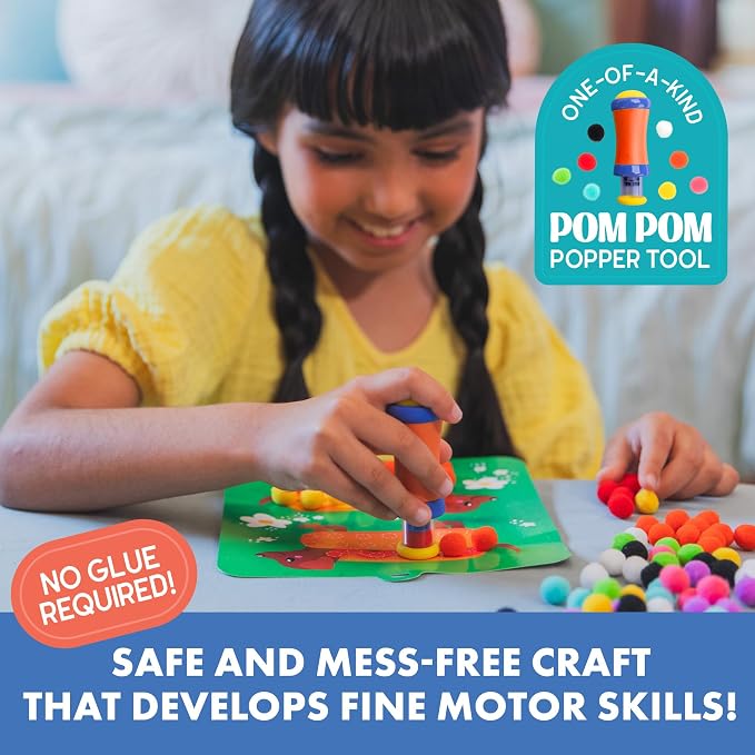 Educational Insights Pom Pom Kit: Animal Dress Up - Arts and Crafts for Kids 4-6, DIY Arts & Crafts Kits, Kids No Mess Activities, Preschool and Kindergarten Crafting Set, Toddler Craft Supplies