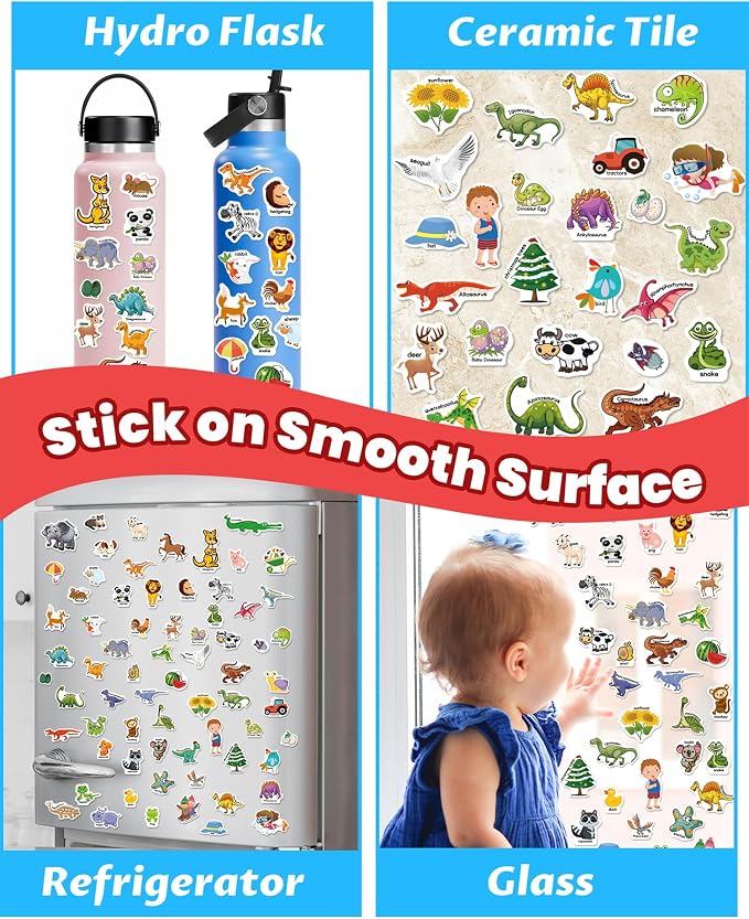 Walenced Reusable Sticker Book for Toddlers, Stickers for Kids, Toddler Toy | Toddler Craft Activities, Toddler Travel Toys, Boy Girl Birthday Gifts, Airplane Travel & Road Trip Essentials Kids