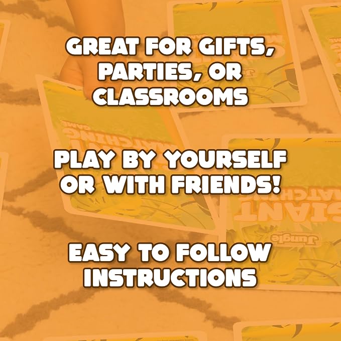 Giant Matching Game Jungle - Summer Toys - Game Night - Travel Games - Memory, Learning Game - Jumbo Playing Cards - Ages 3+