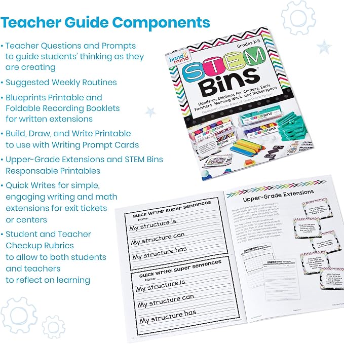 hand2mind STEM Bins Comprehensive Set by Brooke Brown, STEM Bins for Classroom, STEM Manipulatives for Elementary, STEM Activities, Kids Engineering Building Kits, Science Teacher Supplies (Set of 16)