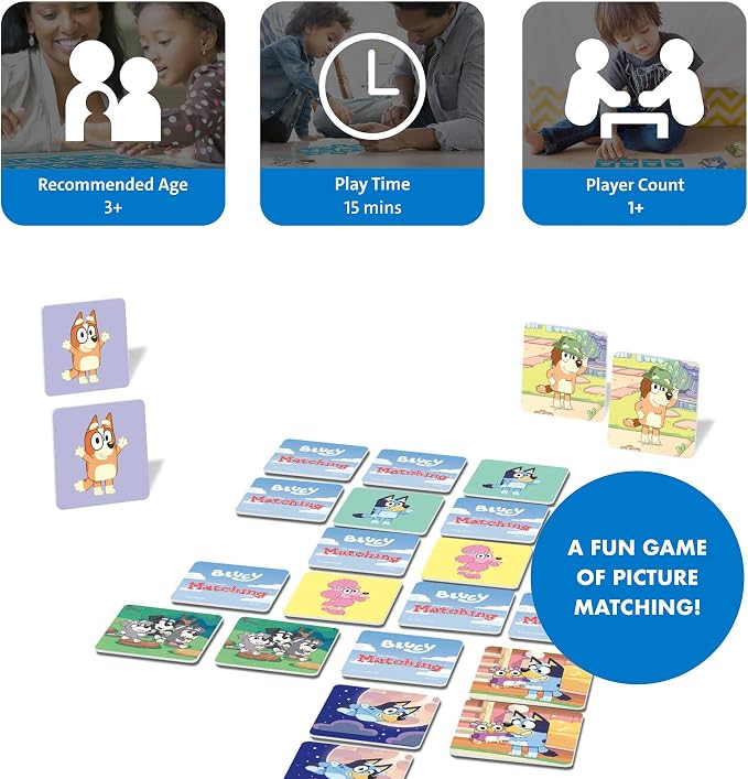 Wonder Forge Bluey Matching Game - Family & Toddler Games - Educational Toys - Memory & Brain Games for Kids Ages 3-5, Indoor Recess