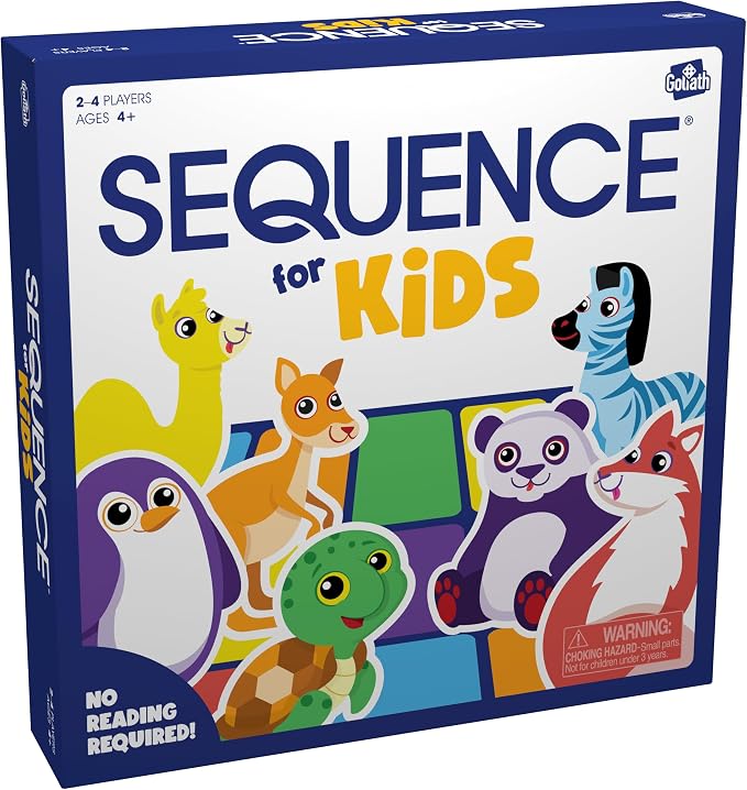 Jax SEQUENCE for Kids -- The 'No Reading Required' Strategy Game by Jax and Goliath, Multi Color, 11 inches (2-4 players) (Packaging May Vary)