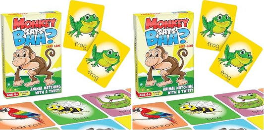 Monkey Says Baa? – Animal Matching Game for Kids Ages 4 and Up | Fun Preschool Learning Activities with Mimicked Animal Sounds & Charades for Sensory Play – Birthday Gift for Boys & Girls (Pack of 2)