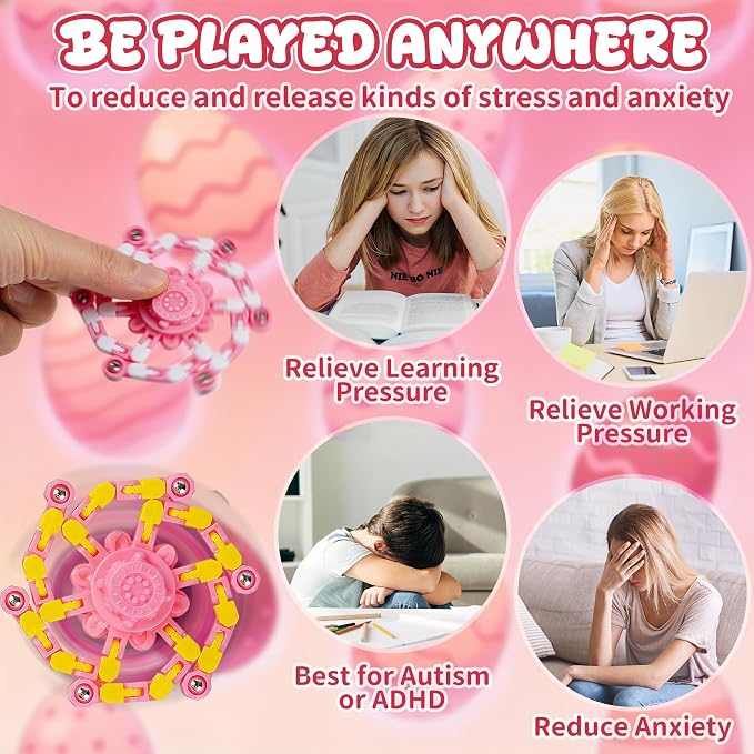 24PCS Pink Transformable Fidget Spinners,Sensory Bulk Robot Fidget Stress Relief Toys for Girls,Bulk Sensory Fidget Stress Relief Toys for Girls