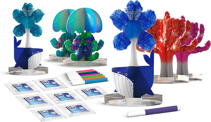 Discovery™ Deep Sea Crystal Grow Kit – 32-Piece STEM Chemistry Lab for Kids| Grow Colorful Crystals on 8 Sea Creatures| Educational Craft Kit with Art Supplies| DIY Science Activity Set Gift| Ages 8+