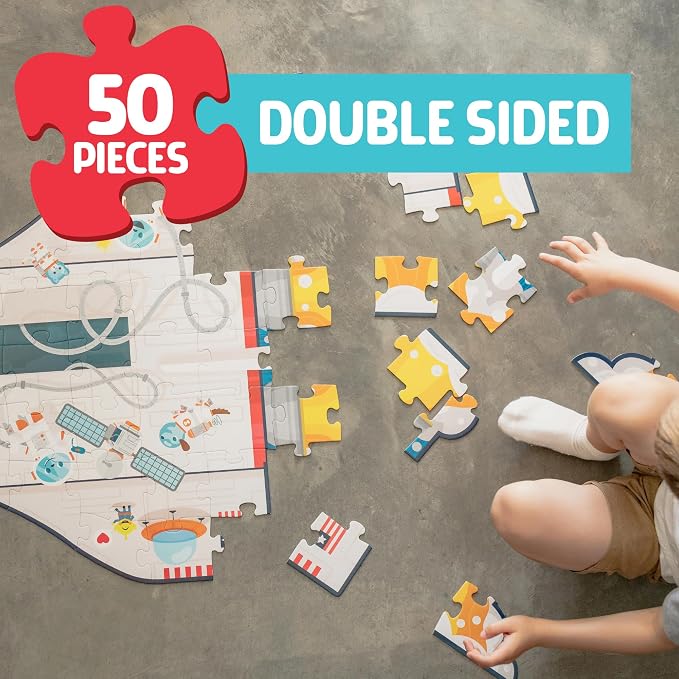 Chuckle & Roar Dinosaur Floor Puzzle, Puzzles for Kids Ages 4-6, 50 Piece | Glow-In-The-Dark Dinosaur Bones, Oversized Pieces for Little Hands, 2 ft x 3 ft Floor Puzzles for Kids, Toddler Puzzles