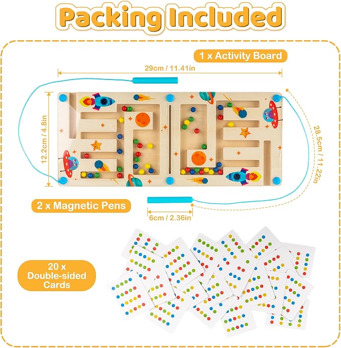Kids Montessori Magnetic Wooden Toys, 2 Player Maze Puzzle Game, Birthday Gift for Boys Girls 3-7 Years Old, Preschool Educational Sensory Learning Toy for Toddlers and Autistic Kids
