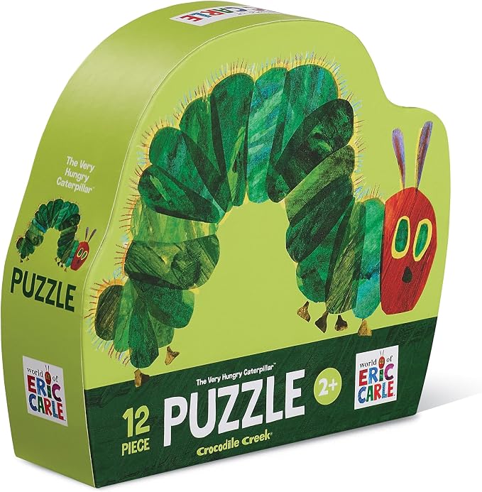 Crocodile Creek Pre-School Jigsaw Puzzle, 12 Piece for Kids 2 Years and Up, Heavy-Duty Square Box for Storage, Finished Puzzle Size 12 x 19 inches, The Very Hungry Caterpillar