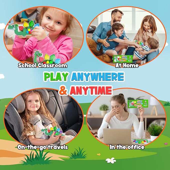 2Pcs Dinosaur Color Sorting Sensory Toys for Kids with Autism Toddler Toys for Airplane Travel Road Trip Montessori Toys Fine Motor Skills A Easter Basket Stuffers Gifts for Kids Boys Girls