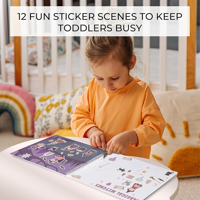 Fun Sticker Book for Toddlers 2-4 Years - Kids Activity Book with 12 Themes | Beautiful Stickers Entertain Toddlers Ages 2-4 or 4-8 While Traveling - Incl. Princess, Unicorn & Coloring Pages