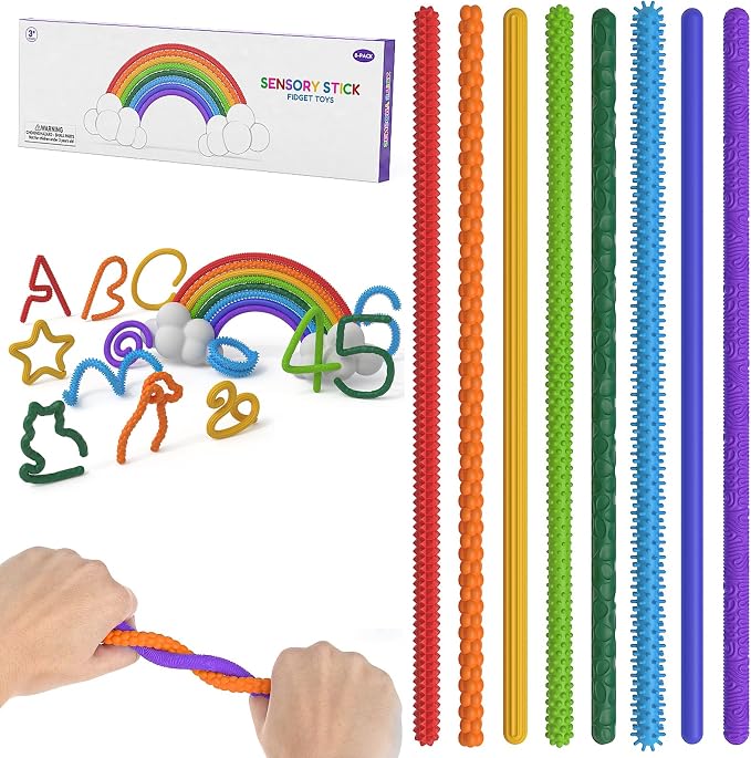 8Pcs Sensory Autism Toys for Kids - Textured Stretchy Sensory Fidget Toys for Stress Anxiety - Sensory Toys Special Needs for Autistic Autism Children Toddlers Girls Boys, Classroom & Travel