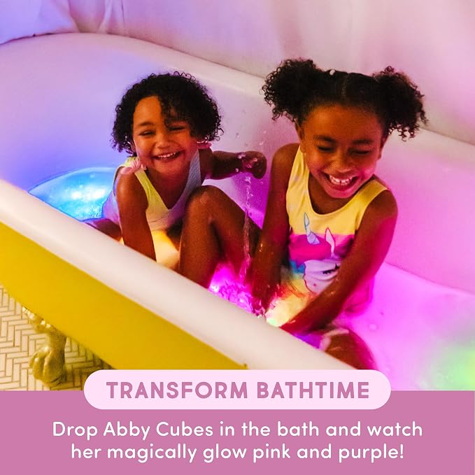 Glo Pals Play Pack Bundle, Jar, Light Up Cubes & Fillers, Abby Cadabby | Sesame Street Character Water-Activated Bath Toy Cubes Glow Pink and Purple, Light-Up Sensory Jar, Themed Fun Fillers