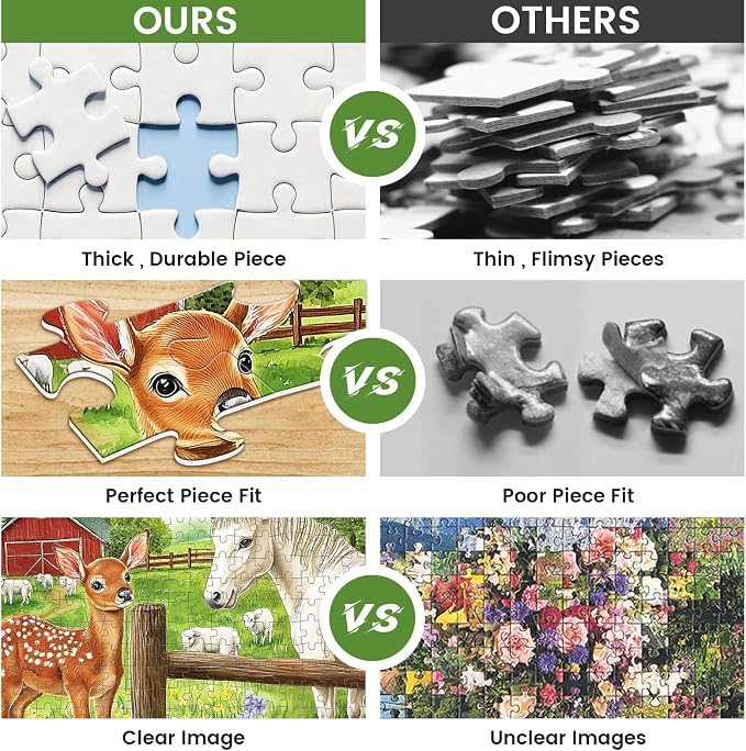 300 Pieces Puzzle for Adults Deer Jigsaw Puzzle Farm Horse Puzzles for Kids | Animal Pet Lover Challenging Puzzles for Kids Ages 8-10 Friends Family Activity Game Nights Gifts 20.5x15IN