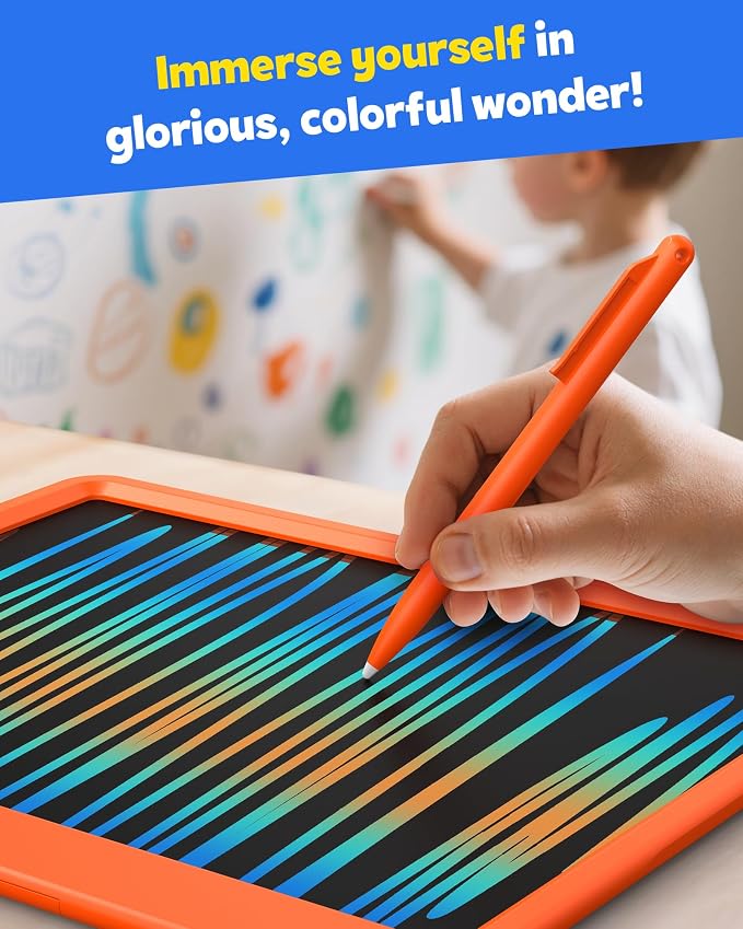 12 Inch LCD Writing Tablet for Kids, Coloring Drawing Pad, Mess Free Doodle Board, Airplane Travel Toys for Boys and Toddlers, Road Trip Essentials, Gifts for 3-8 Year Old Girls (Orange)