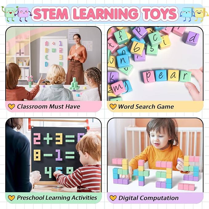 Apluses 32pcs Magnetic Blocks Building Cubes for Kids, Classroom Must Haves Creative Learning Kids Gifts, Preschool Montessori Sensory Autism Magnet Toys for Boys and Girls Ages 3 4 5 6