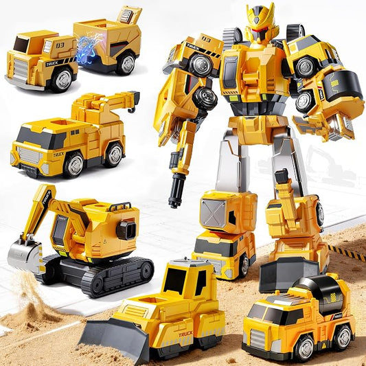 5-in-1 Construction Toys Truck for Toddler 2-4 Years, Dump Excavator Truck Toys for Boys Age 3-5 4-7 Year Old, Construction Toys for 2 3 4 5 Year Old Boys, Construction Trucks for Boys