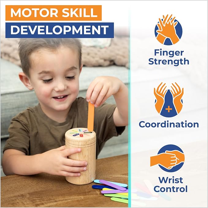 Toddler Montessori Toys, Wooden Color Sorting, Fine Motor Toys for Toddlers | 4 Interchangeable Lids, Stays Locked When Turned, Travel-friendly, Independent Play, Motor Skills Through Play