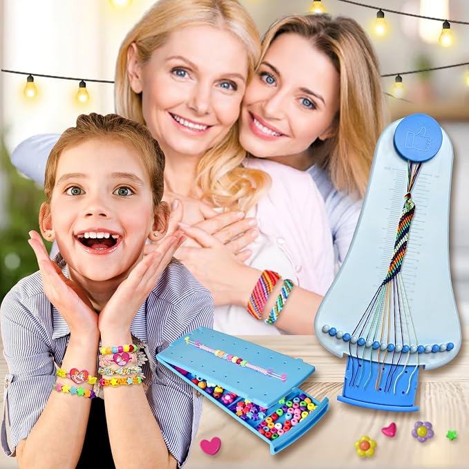 Friendship Bracelet Making Kit toys ,ages for 8 9 10 11 12 Year Old Girls, Kids Travel Activity Set,diy kit,Arts and Crafts Bracelets String Maker Kit ,Great Christmas Birthday Gifts (lt blue-blue)