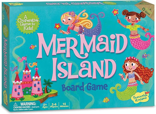 Peaceable Kingdom Mermaid Island Award Winning Cooperative Board Game for 2 to 6 Kids Ages 5+ | Award-winning cooperative game—collect the wands and free the mermaids before the sea witch wins. For 2-6 kids, ages 5+