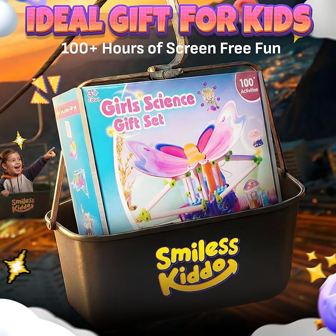 SMILESSKIDDO Science Kit for Girls 100+ Experiments, STEM Toys | Educational Projects, Fun Experiments, Step-by-Step Instructions, Learning Gift for Kids, Ages 5-10
