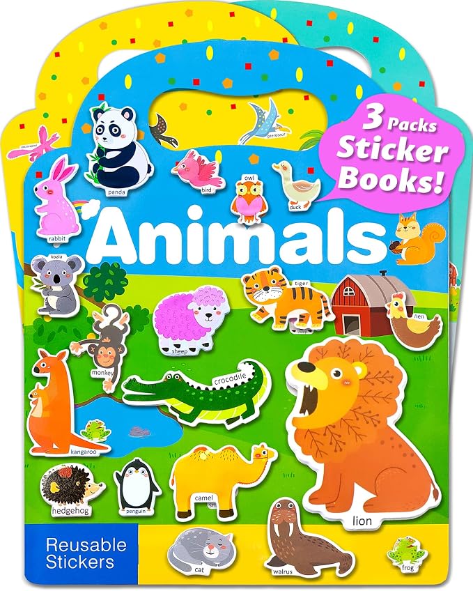 Walenced Reusable Sticker Book for Toddlers, Stickers for Kids, Toddler Toy | Toddler Craft Activities, Toddler Travel Toys, Boy Girl Birthday Gifts, Airplane Travel & Road Trip Essentials Kids