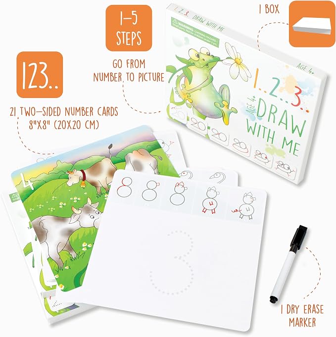 MD CREATIVE Draw & Trace Numbers Educational Toy for Girls & Boys 3-6 | Birthday Gift for a 4 Year Old Girl, Crafts for Kids Ages 4-8, Drawing Cards for Kids, Learn to Count, Number Recognition
