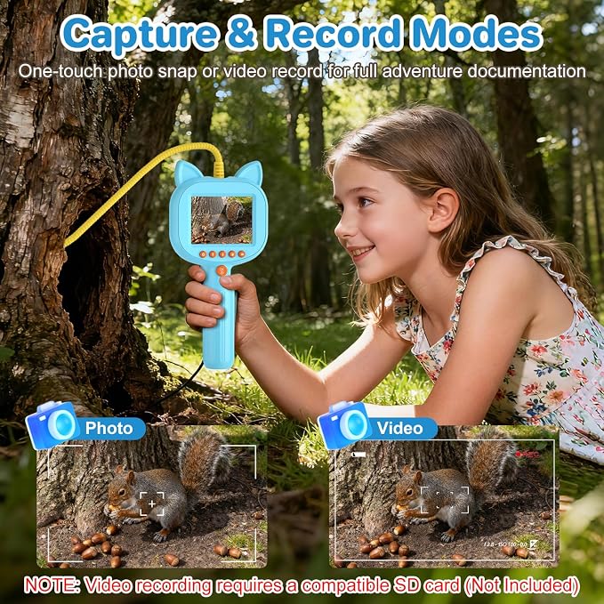 Kids Borescope Toy with Light, 1920P HD Endoscope Snake Wildlife Camera with 2.8" LCD, STEM Educational Science Kit for Ages 3-12,Stocking Stuffer &Outdoor Nature Exploration Gifts for Boys & Girls