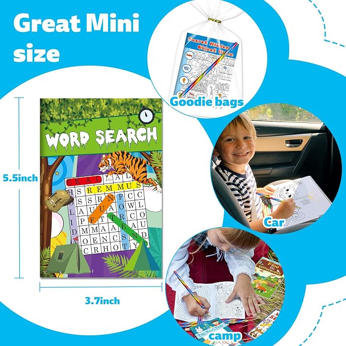 Kalysky 24 Activity Books with Colored Pencils for Kids 4-8 8-12 PartyFavor | Bulk Mini Puzzle Books,Birthday Party Goodie Bags, Classroom Prizes, Return Gifts, Fun Puzzle Activities for kids