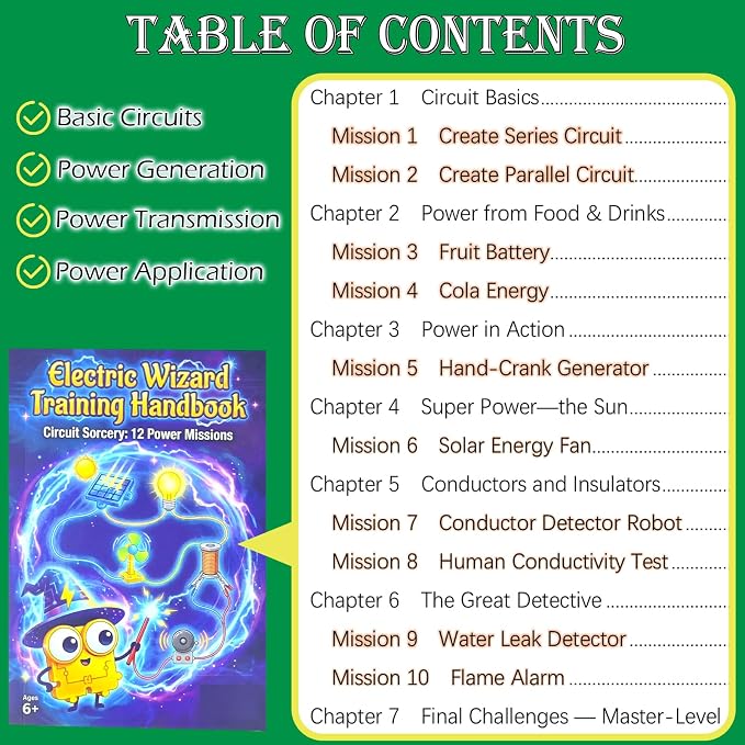 Circuit Sorcery Electric STEM Science Kit for Kids - 12 Power Missions Electricity & Electronics Experiments Lab - Energy Exploration Toy Kit for Boys & Girls - Educational Gift Ages 6+