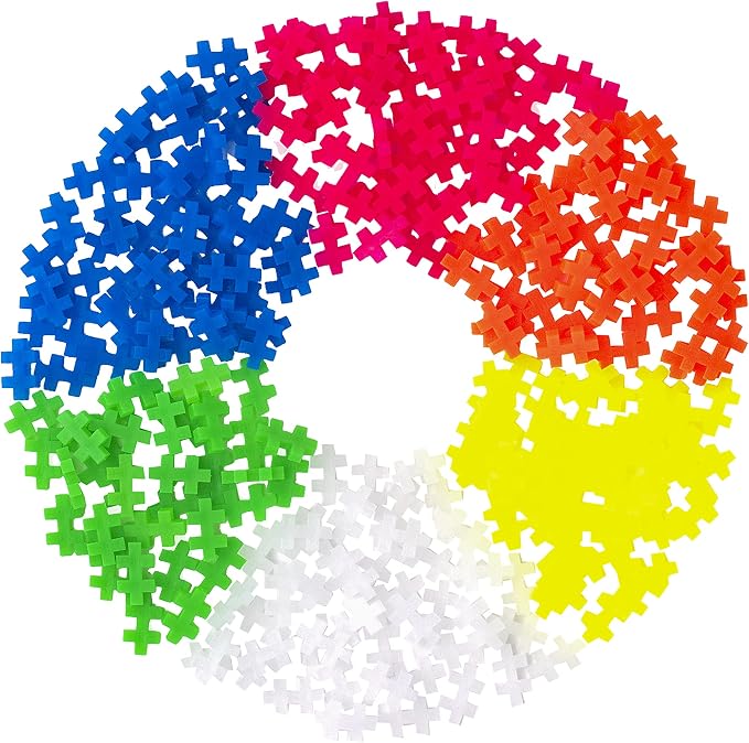 PLUS PLUS 240 Piece Neon Mix Tube & Baseplate - Waffle Blocks Stem Toy | Sensory Bin Fillers, Gifts for Boys & Girls, Classroom Must Haves, Christmas Stocking Stuffers for Kids, Math Manipulatives