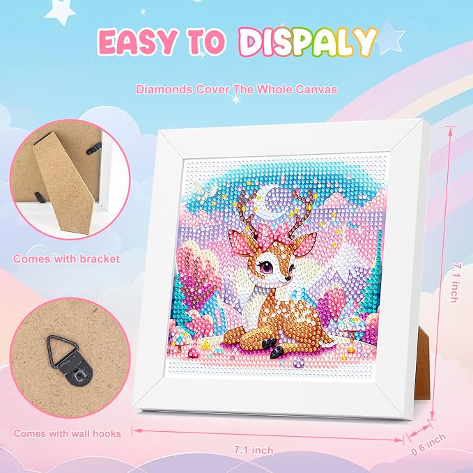 Diamond Art Kits with Wooden Frame - Arts and Crafts - Dimond Art Painting by Numbers - GEM Art for Beginners Adult Home Wall Decor