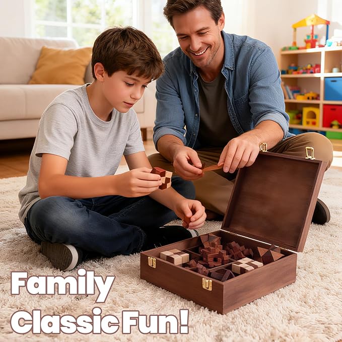 Mytothfy Wooden Brain Teaser Puzzles for Adults Teens, 3D Puzzle Game Toys | Brain Teaser Puzzles with Wooden Box, Unlock Interlocking Puzzle for Teens Adults, IQ Education Smart Toys, Party Favor