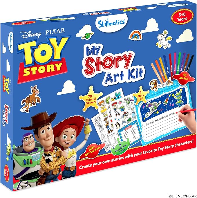 Skillmatics Story Art Kit – Disney•Pixar Toy Story, Storytelling Craft Kit | DIY Craft Kit with 100+ Stickers, Markers & Story Pad, Scrapbooking & Writing Activity, Gift for Kids Ages 5, 6, 7, 8, 9, 10