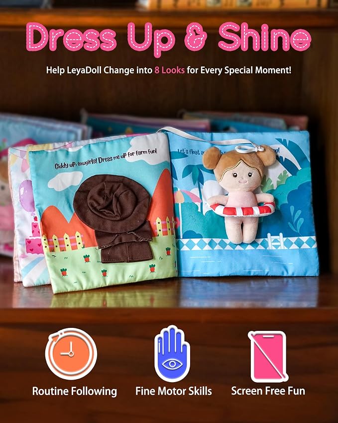 LeyaDoll Montessori Busy Book for Toddlers 1-3, 1 Year Old Girl Gifts | Toddler Airplane Travel Essentials, Crinkle Pages, Fine Motor Skills Toys, Keep Toddlers Busy, Pink Gift Box Included