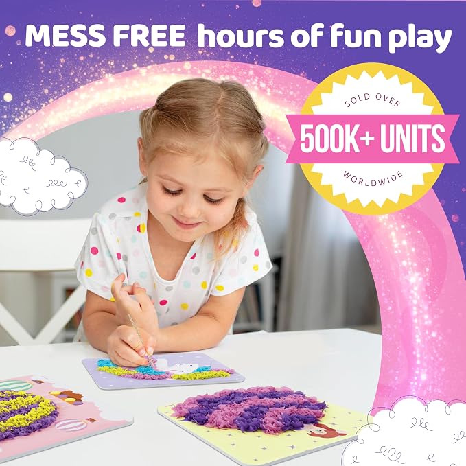 jackinthebox Poke Art Magical Flower Pressing Craft Kit for Girls, Ages 4-8 | 1500 fabric pieces, 6 thick boards, arts and crafts activities, birthday gift ideas, 4 5 6 7 8 years old kits, unicorn gifts