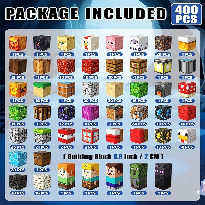 Magnetic Blocks, 400PCS Toys Building Cube Birthday Gifts for Kids | Magnetic Cubes, 0.8 inches Building Blocks, STEM Construction Toys Christmas Birthday Gifts for Kids Boys Girls