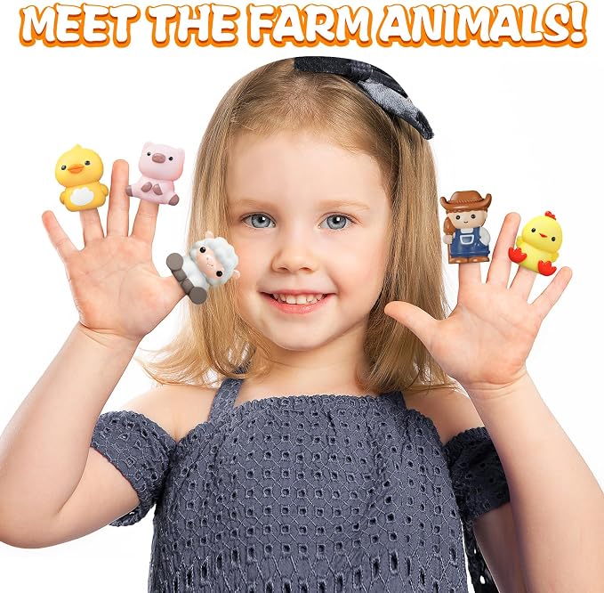 20 PCS Farm Animal Barn Playset & Finger Puppets,Farm Toys for Toddlers 1-3 | Learning Toy for Toddlers 1-3,Montessori Counting Matching & Color Sorting Toy Set,Easter Christmas Birthday Gift for Baby