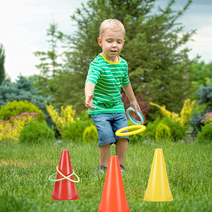 31 PCS Christmas Carnival Games, 3 in 1 Indoor Outdoor Bean Bag Ring Toss Games for Kids Birthday Party, Plastic Soft Cones Yard Lawn Game for Family Party Kid's Gift