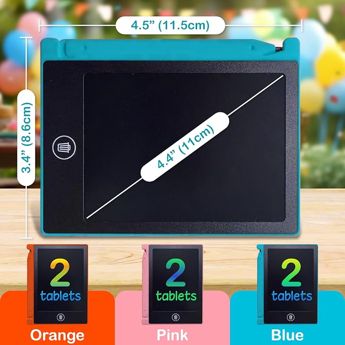 Playtapus Mini LCD Writing Tablet for Kids, 6 Pack – 4.5" Reusable Doodle Boards, Non-Candy Party Favors, Goodie Bag Fillers, Classroom Prizes, Screen-Free Travel Toys for Boys & Girls Ages 3-8