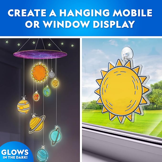 National Geographic Ultimate Space Arts and Crafts Activity Kit for Kids | Diamond Painting Night Light, Solar System Model, Stained Glass Suncatcher Window Art, Glow Crafts, Outer Space STEAM