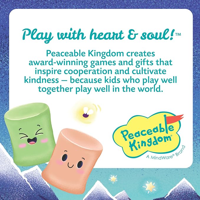 Peaceable Kingdom Happy Marshmallow Toddler Game | A fast, replayable board game. Includes 2 marshmallow roasting sticks and 12 marshmallows. Ages 2+.