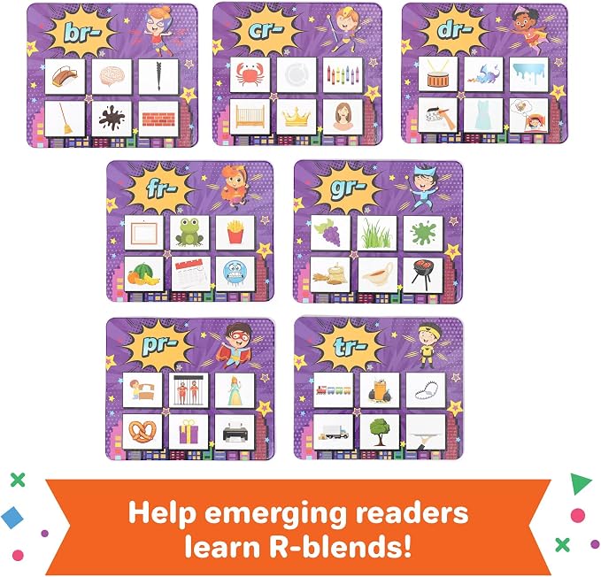 Melby Toys Super Blends Phonics Reading Game for Kids Ages 6-8 | 22 Consonant Blends, Digraphs & CVC Words | Kindergarten, 1st & 2nd Grade Reading Board Game | Learn to Read & Spelling Game
