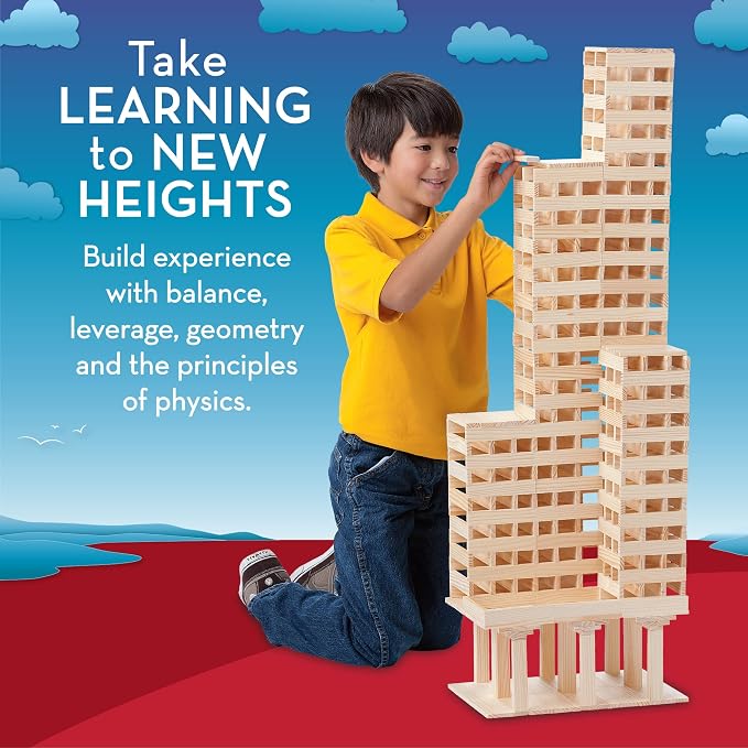 MindWare KEVA Structures 600 Planks - Free-Form 3D Building kit for Kids - Create Your own Architecture Designs with Simple Wood Blocks