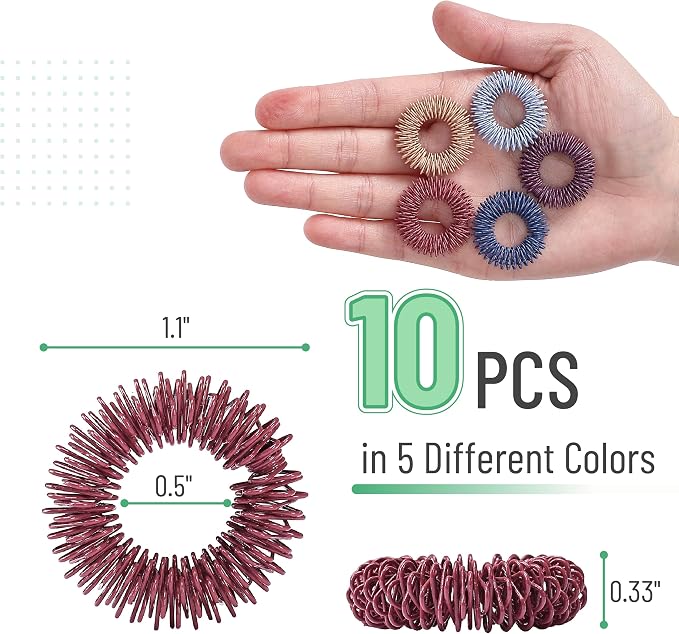 Mr. Pen- Spiky Sensory Rings, 10 Pack, Colorful | Stress Relief Fidget Sensory Toys, Fidget Ring for Anxiety, Massager, Individuals with BFRB, ADHD and Attention Disorder