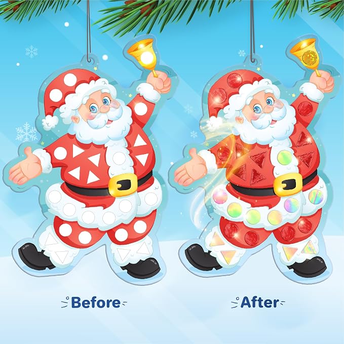 Imagimake Mirror Mosaic - Christmas, 10 Templates, Foil Stickers | DIY Holiday Craft Activity for Kids, Screen-Free Creative Play, Christmas Gift for Girls & Boys Ages 3,4,5,6,7,8 Years Old